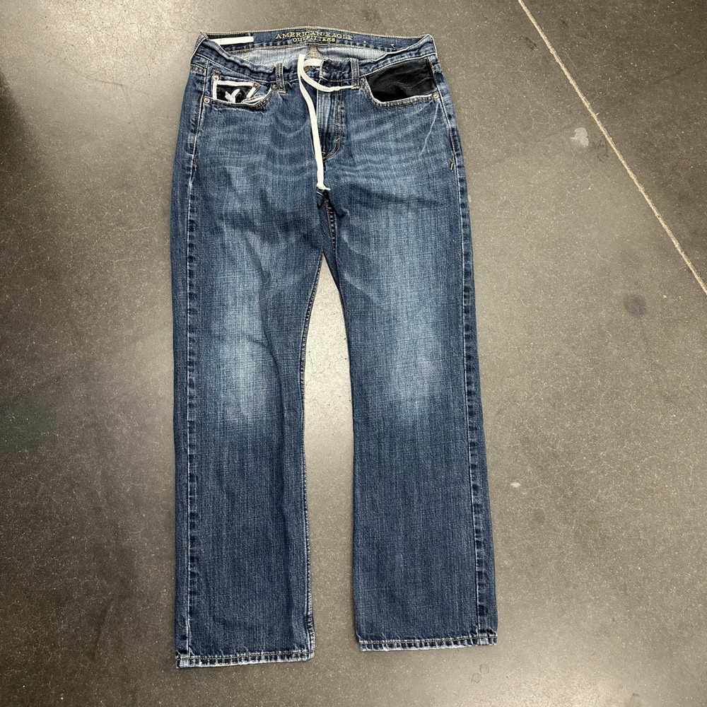 American Eagle Original Straight Custom Playboy Jeans Mens 30x30 Blue Denim